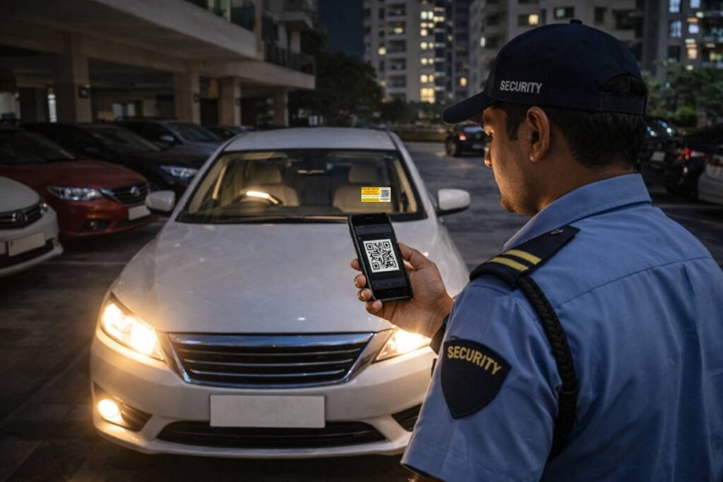 prevent car battery drain parking using vehicle QR tag